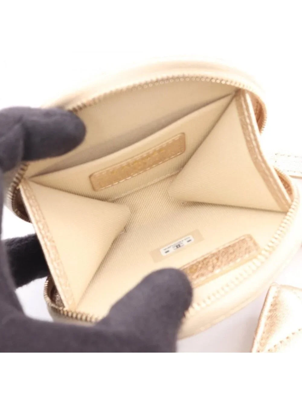 Chanel Coin Case Quilted Years Airpods Champagne Gold Lambskin
